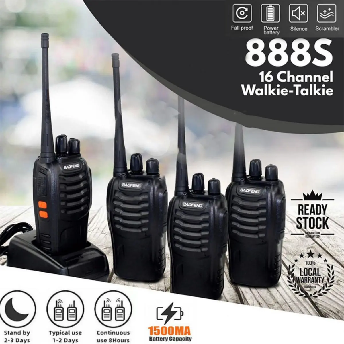【COD】Radio dan Headset Walkie Talkie Praktis Tahan Air Jarak Jauh 10KM (Maks) Set Radio Walkie Talkie Genggam dengan Pengisi Daya