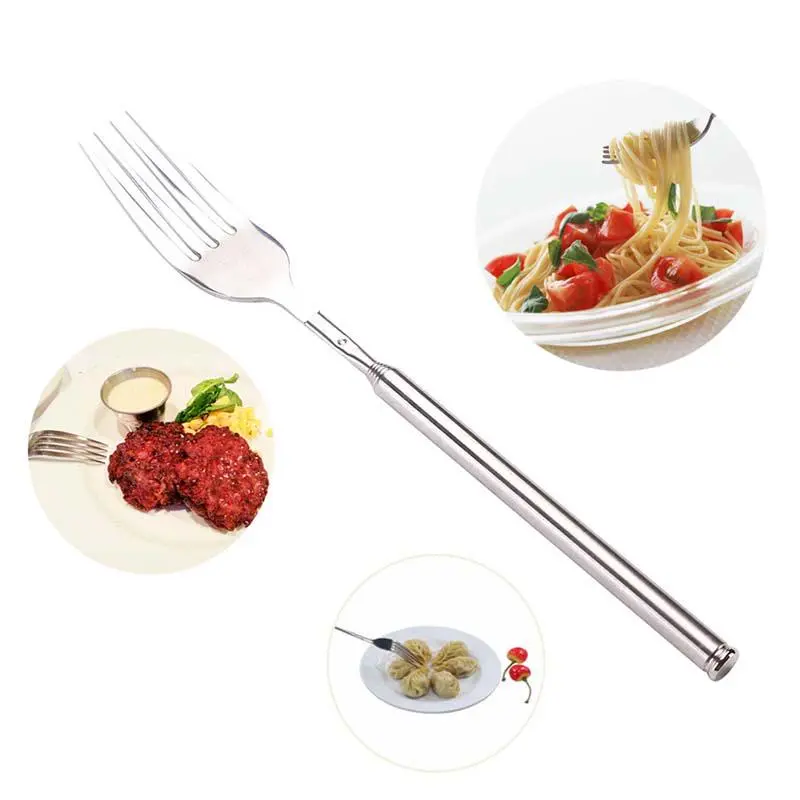 Nĩa BBQ, Thép Không Gỉ, Dài, Có Thể Gấp Gọn, Có Thể Mở Rộng, Thích Hợp Cho Bữa Tối Trái Cây Và Món Tráng Miệng, Dụng Cụ Nhà Bếp