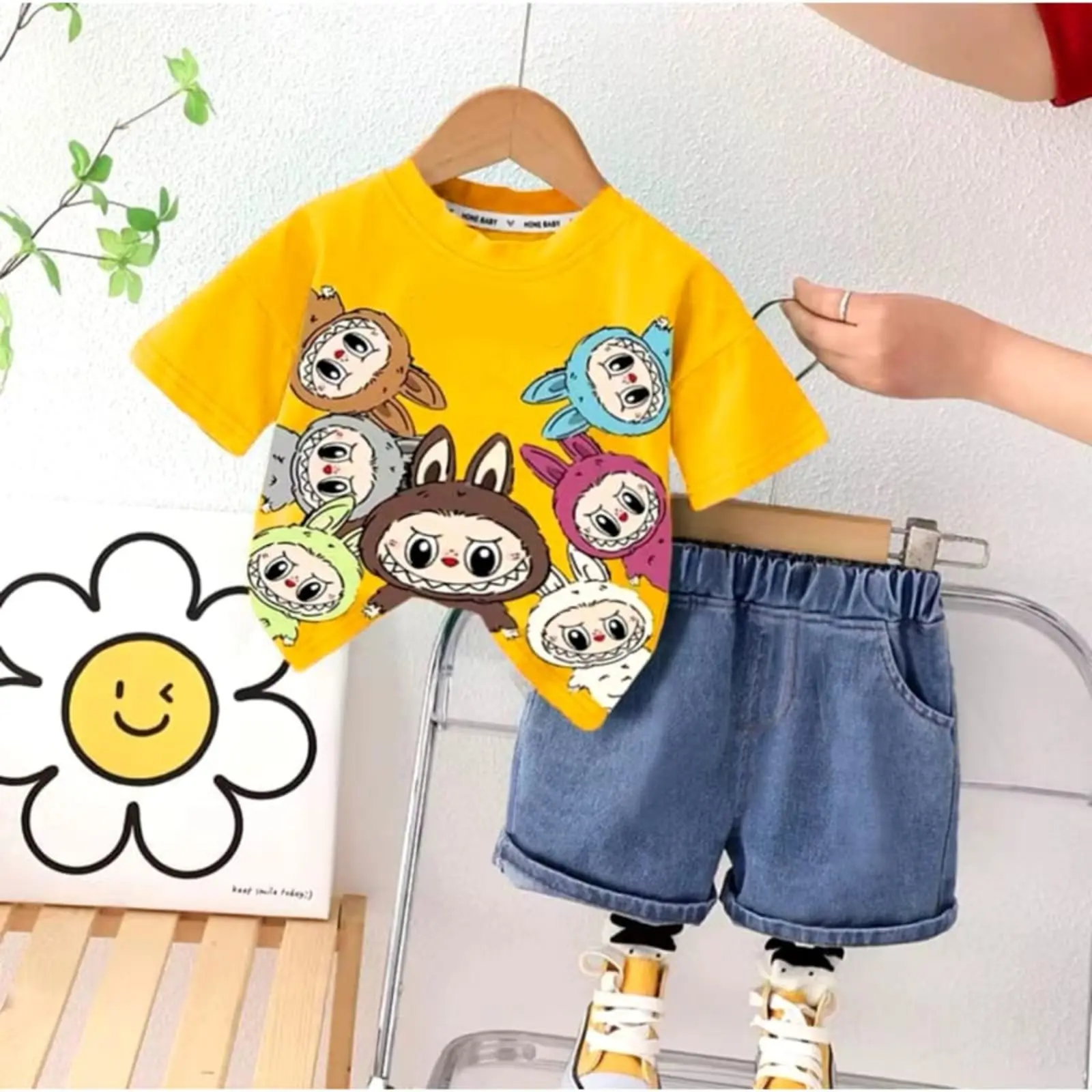 labubuiie setelan jeans viral terbaru motif dan gaya korea labubuiie unisex/setelan jeans motif labubuiie/setelan viral labubuiie/terhits/termodis/kekinian Fashion