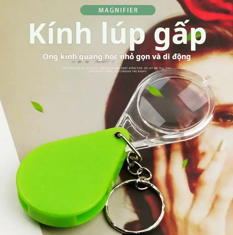 Kính lúp móc chìa khóa hai gói, kính lúp có thể gập lại, nhỏ và dễ mang theo 3