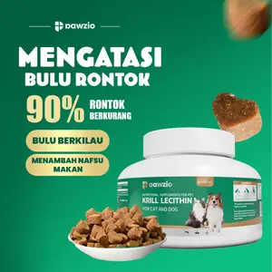 Pawzio Nutritional Supplements for Pets - Krill, Shark Chondroitin, Multivitamin dengan Bahan Lecithin untuk Kesehatan Kulit, Bulu, dan Metabolisme Kucing & Anjing, 200g
