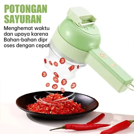 Penggiling Makanan Portabel Mixer Blender Quatre Kapsule 4 In 1 Alat Pemotong Sayuran Genggam Elektrik