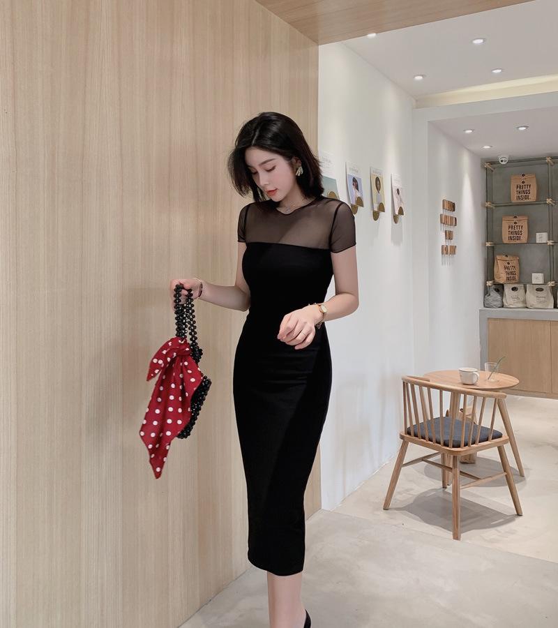 Product Introduction of Váy Cạp Cao, Phong Cách Mới, Dành Cho Nữ, Gợi Cảm, Họa Tiết Ghép Nối, Tôn Dáng, Có Cỡ S-XXL, 1736 Women Dress Màu Đen Women Dress 2