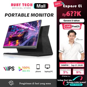 Monitor Portabel 11.6/15.6 inci IPS Hitam untuk Laptop & PC 60/75Hz 1080P Garansi 3 Tahun