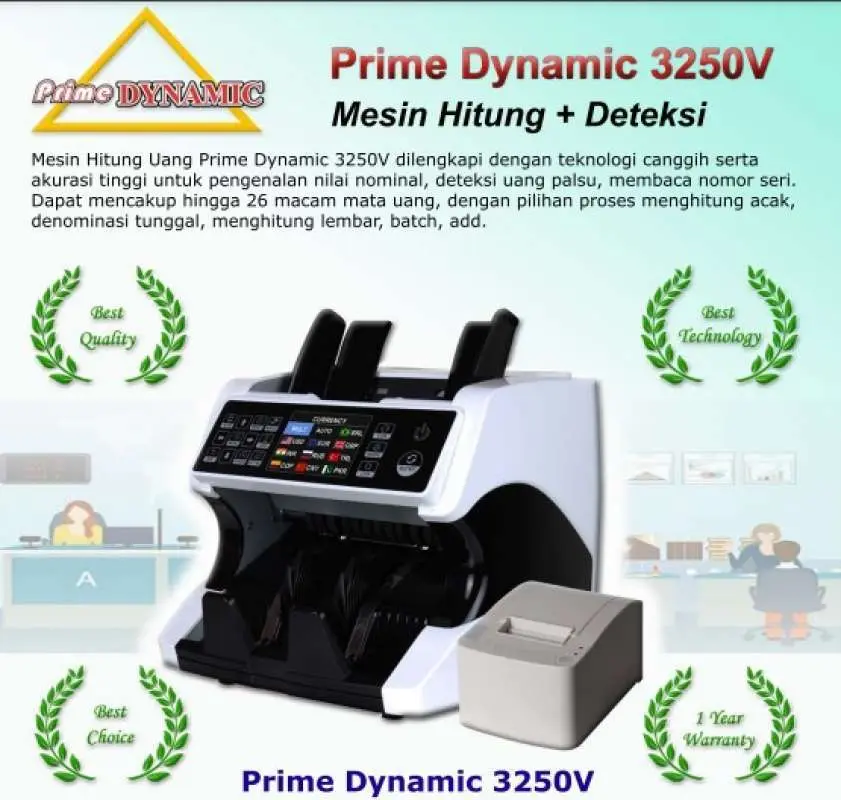 New Prime Dynamic 3250V Mesin Hitung Uang Rp, USD & Uero garansi resmi