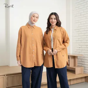 Rurik Kemeja Denim Wanita Oversize Luisa Denim Shirt Formal Muslim Nyaman Cantik Casual Panjang Hitam