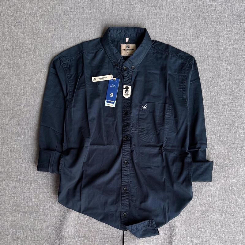 Kemeja Skena Lengan Panjang Kemeja Polos Casual Pria Katun Hitam Baju Distro Kerja Logo Keren Muda Bordir Kain Flanel 3
