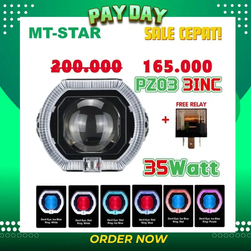 【MT-STAR NEW ARRIVAL】Projie Biled Matrix X1 3 Inch PZ03 New Product Putih Kuning Body Black Plus Kipas Premium 0