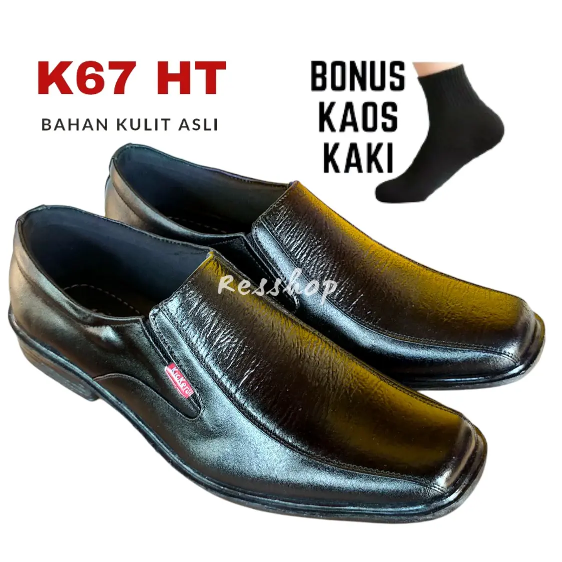 Pantofel - Sepatu Pantofel Pria Sepatu Slop Sepatu Formal Resmi Kerja Sepatu Kickers Bahan Kulit Sapi Asli Warna Hitam Model Slop K67