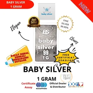 Baby Silver Fine Silver Bar Perak Batangan Asli Murni Logam Mulia Original 1 Gram
