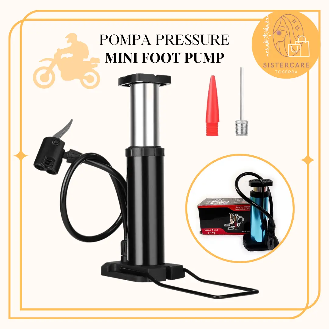SISTERCARE High Pressure Foot Pump Pompa Injak Darurat Ban Sepeda Motor Mobil Bola Balon Multifungsi Pompa Ban Motor