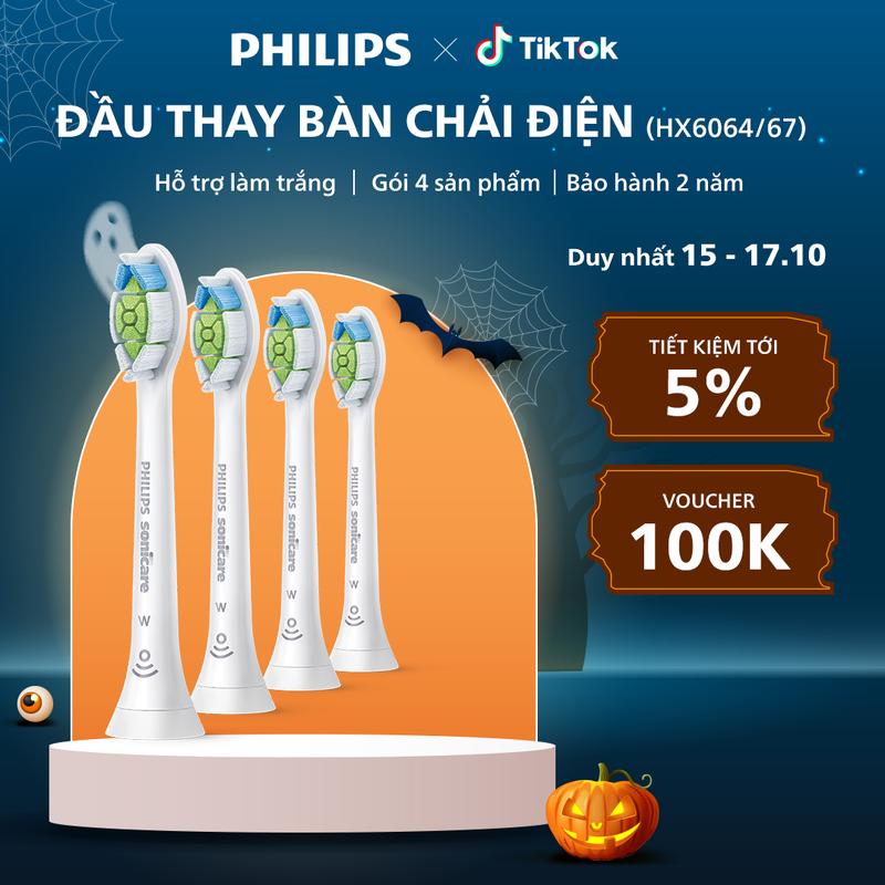 Bộ 4 Đầu Bàn Chải Điện PHILIPS Sonicare W2 HX6064/67 Hỗ Trợ Làm Trắng Răng, Làm Sạch Mảng Bám