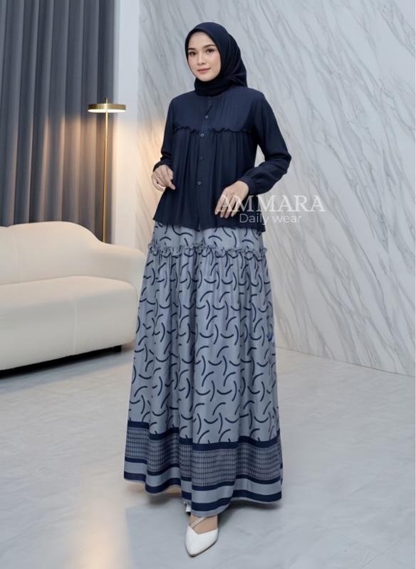 Syakira set rok Ammara - setelan rok ammara - oneset rok rayon mix linen