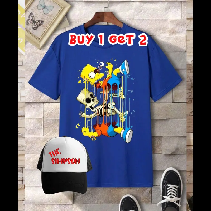 (COD) Beli 1 Dapat 2 Kaos Motif Simpson Free Topi Distro 2