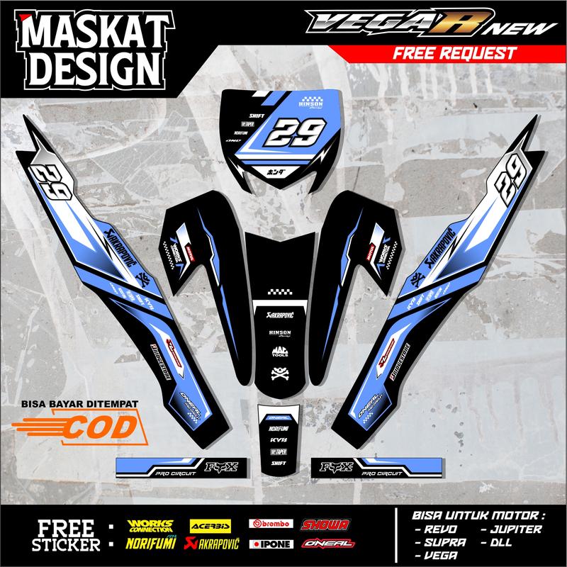 Sticker Motor RBT/GTX VEGA R New: Modif SUPERMOTO YZ CRF KLX KX KTM RBT GTX - Maskat Design 24.03 Motorcycle Glosy 2