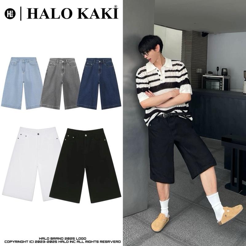  QUẦN JEANS SHORT TRƠN WASH  - Quần short đùi jeans wash form baggy ngố lửng halo kaki Menswear Nam Có Túi Pants 