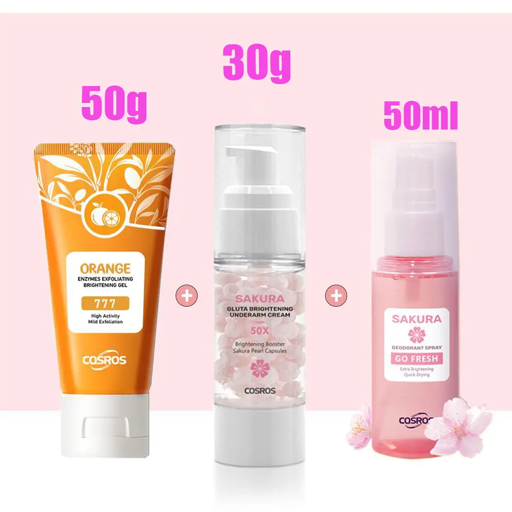 Underarm Cleansing and Brightening Set Exfoliating Gel Underarm Whitening Cream Underarm Antiperspirant Deodorant Spray