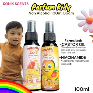 Parfum Kidy Sonik Scents Bpom Parfum Anak Non Alkhohol 100ml Mengandung Skin Nice Castor Oil Membantu melembabkan kulit anak/Mengurangi Peradangan Kulit Anak/Niacinamide Membantu Mencerahkan Kulit Anak Perfume Wangi