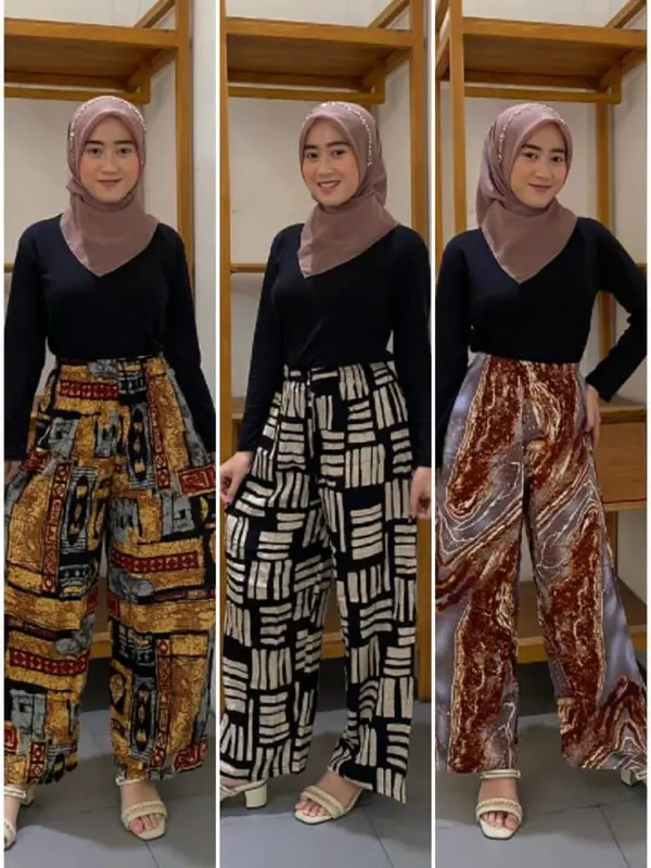 Celana Panjang Kulot Motif Bahan Premium Terlaris untuk Wanita dari Rayon 0