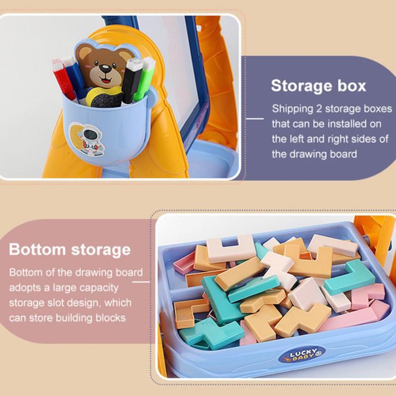 [IM] Mainan Papan Tulis 2 Sisi Multifungsi Jumbo / Mainan Balok Susun Tetris / Meja Gambar Tanpa Debu / Mainan 3 in 1 Papan Puzzle Tetris 8