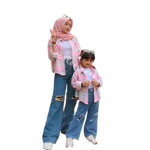 kemeja flannel couple ibu dan anak perempuan usia 3-11th (harga satuan/dijual terpisah) Baju Pasangan ibu dan anak Santai