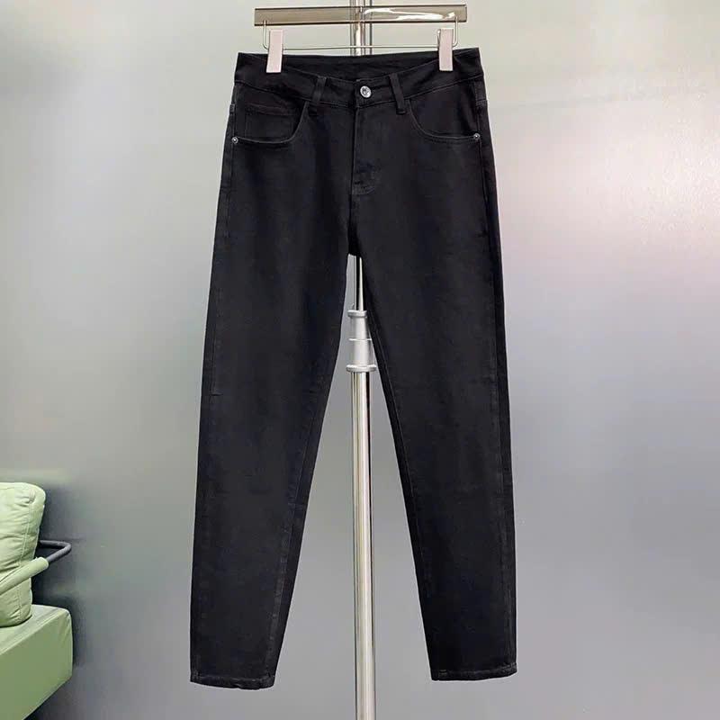 Quần jean nam đen trơn không rách gối chất jean cotton con dãn QJN9V20 Menswear Pants Có Túi