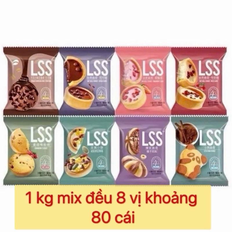 1kg bánh quy socola và kem sữa LSS mix 8 vị Snack Food mix đều 8 vi khoảng 80 cái