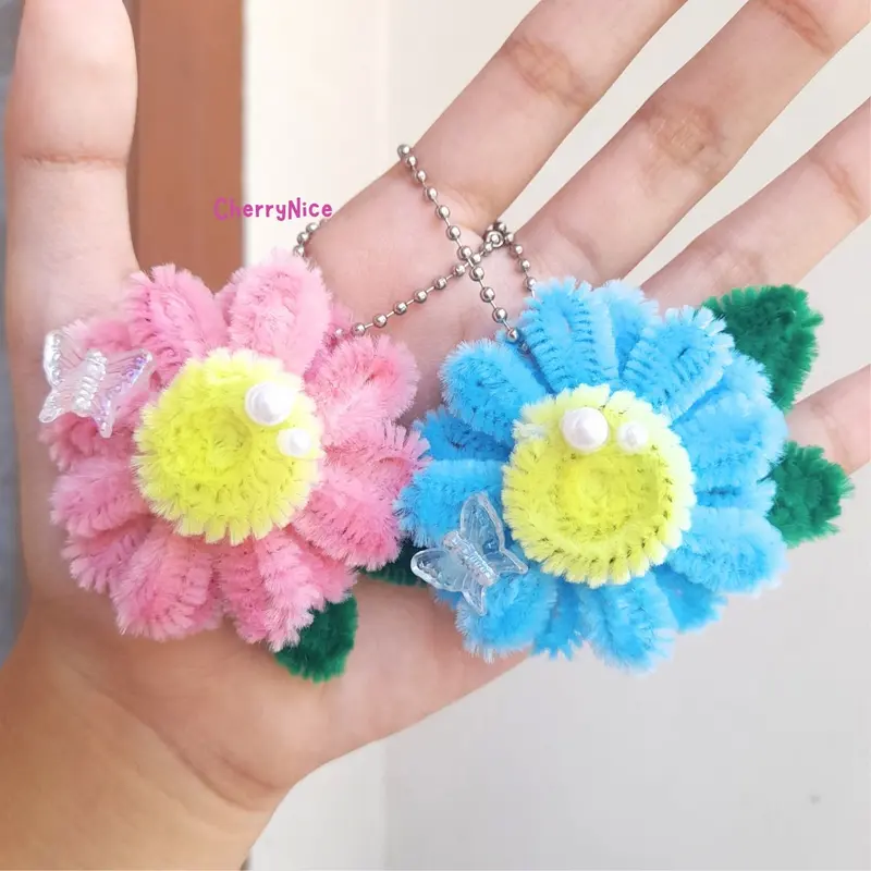 BUNGA GERBERA GANTUNGAN KUNCI KAWAT BULU FLOWER  PIPE CLEANER  MINI GIFT HADIAH WISUDA PERPISAHAN KEYCHAIN GANCI SOUVENIR TAS 0