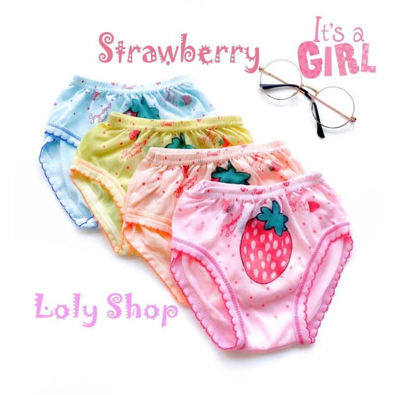 IYYO KIDS | PK86 Grosir 12Pcs Celana Dalam Anak Cewek 3-4 Tahun Strawberry Pony / CD Anak Murah / CD Anak Perempuan Murah 2