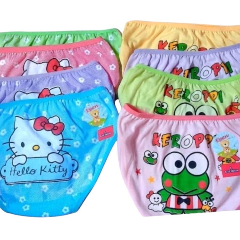 [6pcs,12pcs]Celana Dalam Anak Cewek Essen Katun Karakter S-M-L-XL - Pakaian Fashion Motif 2