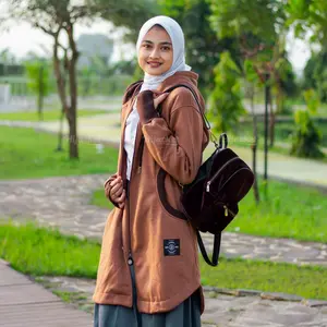 Free Souvenir - Best Seller | Hijacket Elektra Brown | jaket Wanita muslimah Syar'i panjang | Hoodie tebal | Jaket hand shock  Jaket Wanita Panjang | Outerwear For Hijaber Outer JAKET ANAK SEKOLAH