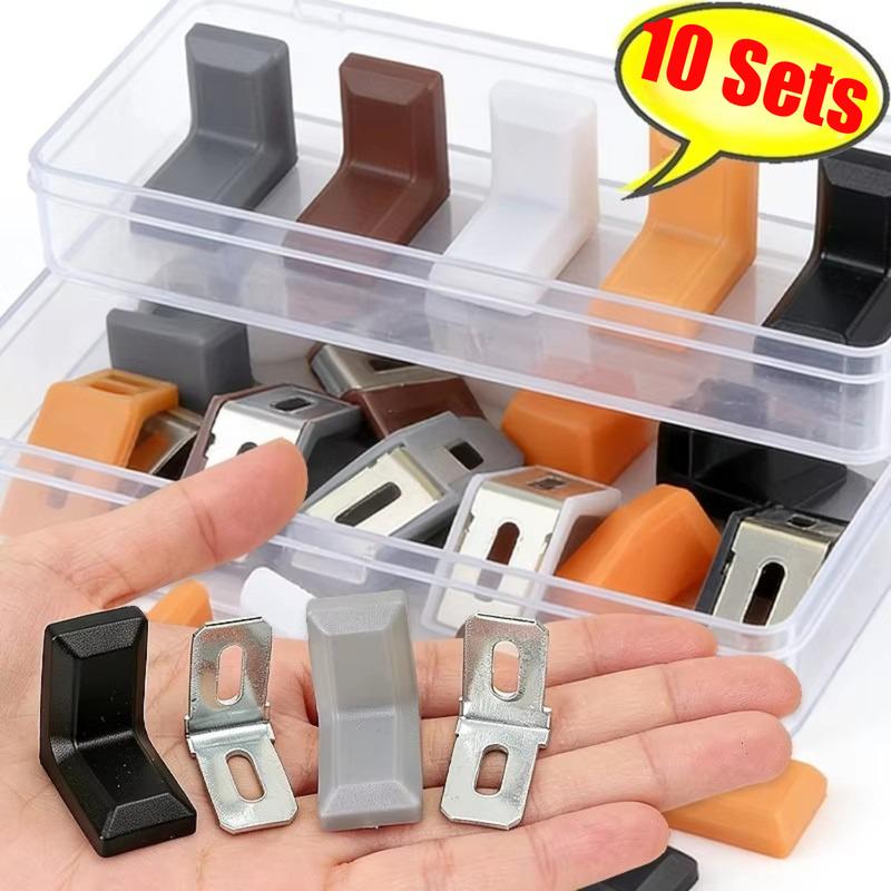Bộ 10 bộ giá góc hình chữ L bằng kim loại kèm giá đỡ nhựa cho tủ/đồ nội thất và…