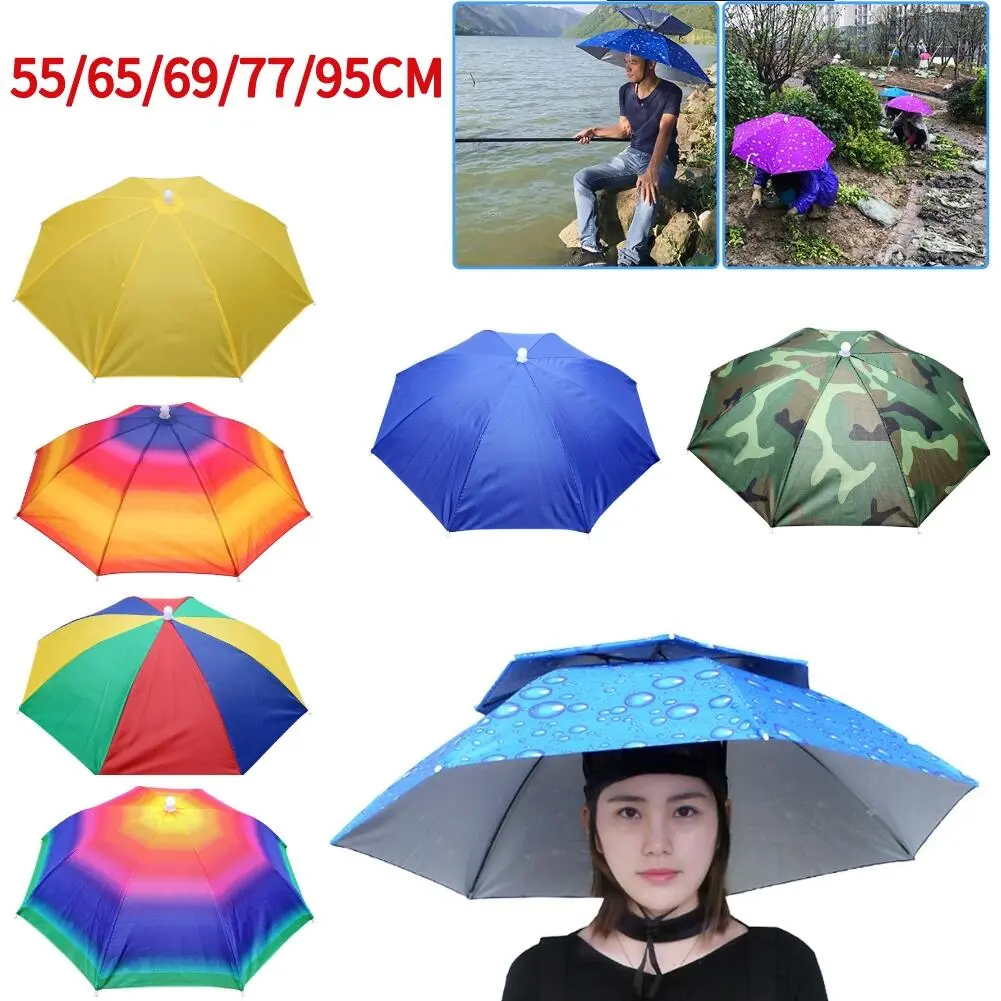 Ô Che Mưa, Cầm Tay, Có Thể Gập Lại, Tấm Che Nắng Ngoài Trời, Không Thấm Nước, Thích Hợp Để Cắm Trại, Mũ Đội Đầu, Mũ Đội Đầu Đi Biển, Mũ Câu Cá, Có Chiều Dài 55-95CM