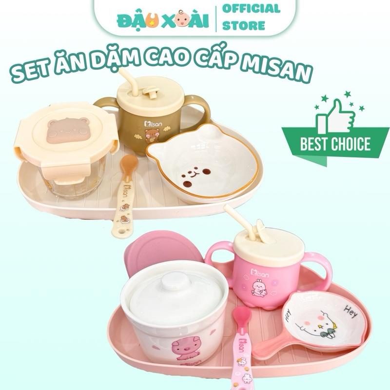 Set ăn dặm cao cấp Misan khay bát thìa ăn dặm khởi đầu thế hệ mới cho bé Đậu Xoài chén  đũa bát  thìa