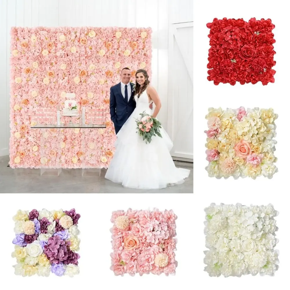 Elegant Handmade Artificial Flower Wall Panels Rose Theme Realistic Rose Wedding Background Easy To Install Durable Plastic 3D Floral Wall Baby Shower