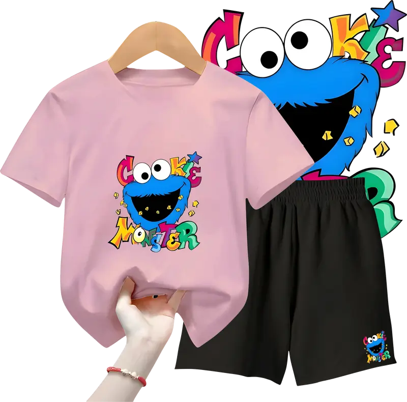 Setelan Baju Anak Laki Laki Kaos dan Celana Panjang / Pendek Pakaian Fashion Ukuran S-XL - Motif ELMON Putih 4
