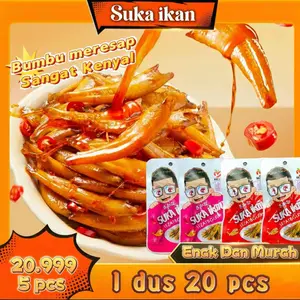 Suka Ikan (SIAP SAJI) HALAL Olahan Ikan Teri Sachet Rasa Pedas Manis 120gr Praktis Dibawa Buat Sarapan Lauk Siang Cocok Protein Alami