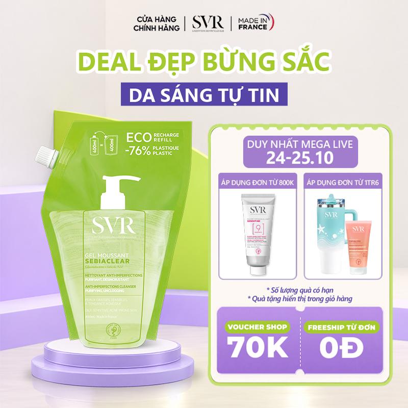 Gel rửa mặt không có xà phòng và làm sạch SVR SEBIACLEAR GEL MOUSSANT dạng túi 400ml