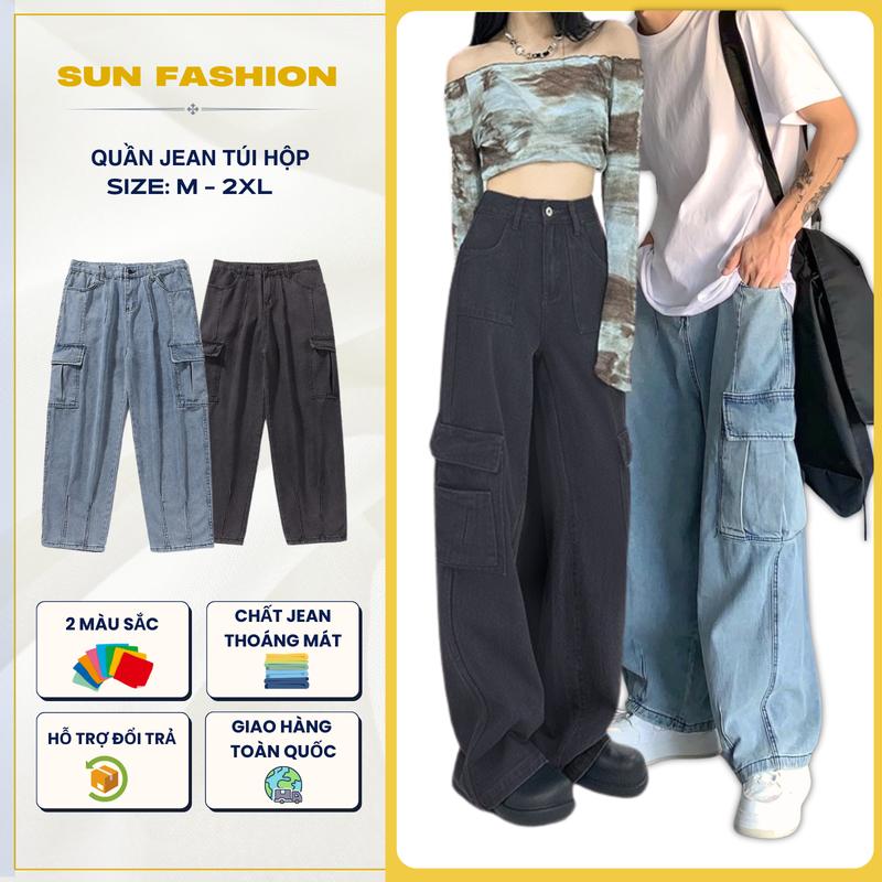 Quần jean túi hộp SUN 119 màu KHÓI, XANH ống rộng thoải mái - trẻ trung - năng động, phong cách Hàn Quốc Menswear Pants