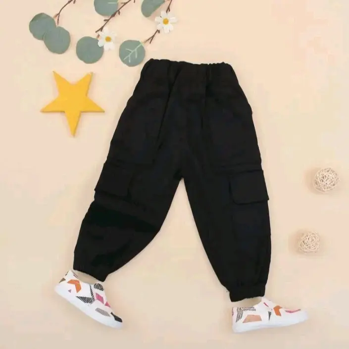 Celana Panjang Cargo Jogger Anak Perempuan & Laki-Laki Umur 2-9 Tahun Bahan Katun Twill Cinos Stretch Nyaman Dipakai Seharian Celana Fashion Bayi Unisex 3