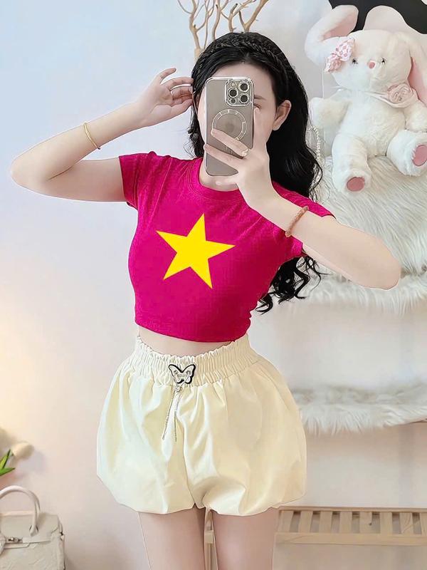 Áo croptop in hình ngôi sao Việt Nam siêu xinh giá hạt dẻ 1