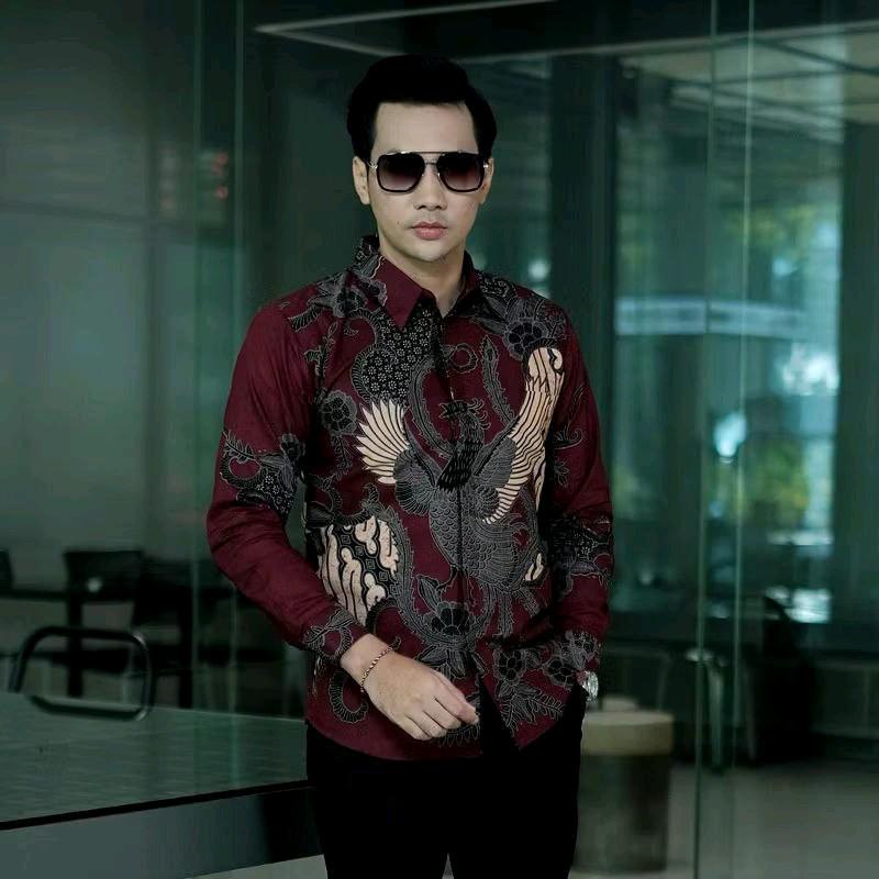 Kemeja Batik  Pria Panjang Baju Kantor batik  Dewasa size M L XL XXL 1