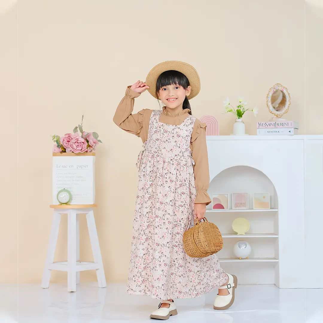 Dress Overall anak perempuan umur 4-12 Tahun Lengan Panjang Korean Style baju muslim ngaji