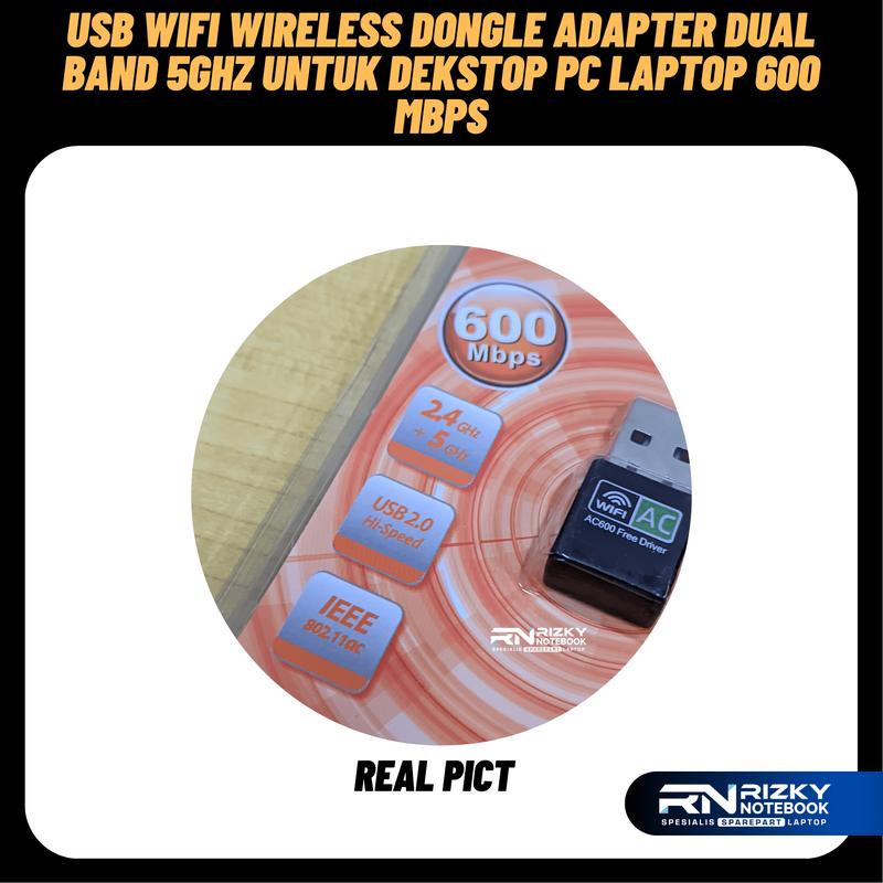 LANGSUNG KIRIM!! USB Wifi Wireless Dongle Adapter Dual Band 5ghz Untuk Dekstop PC Laptop 600 Mbps 1