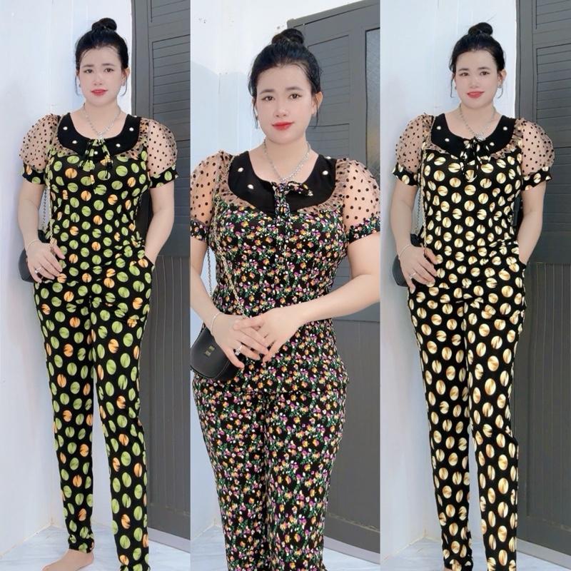 Sét đồ bộ nữ tay lưới quần dài ống ôm thun aty size 48-85kg Tâm Đan Women Nhung Top.đồ bộ mặt nhà ,đồbộnữ