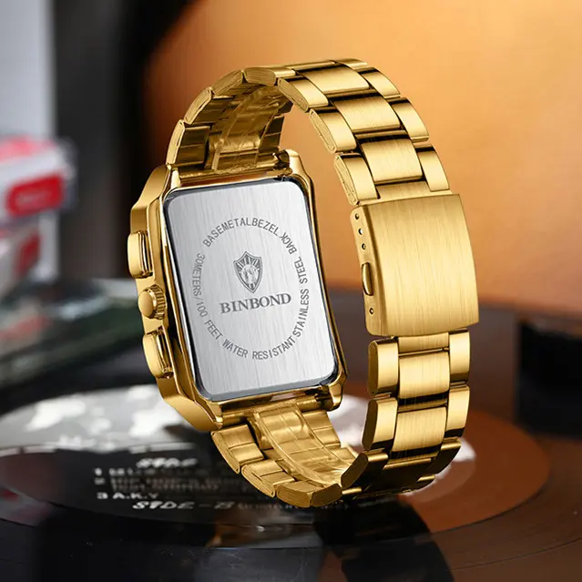 BINBOND 6575 Jam Tangan Pria Anti Air Original 100% Sport Fashion Stainless Steel Quartz Cowok Waterproof Watch Hadiah 7