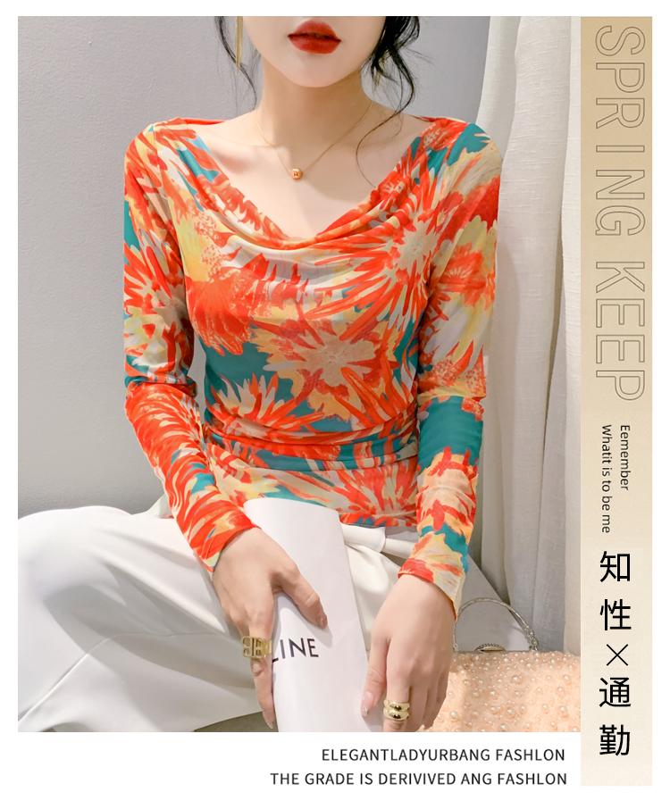 Product Introduction of DL 2025 Early Autumn Long Sleeve Printed T-shirt New Slim Fit Style Regular Pullover V-neck Top Europe and America 2