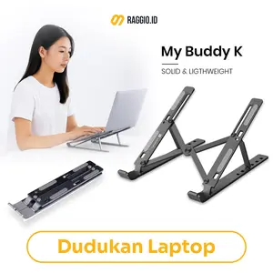 Dudukan Laptop Stand Aluminium Alloy Lipat Kompatibel 10–15.6 Inch Ergonomis Anti Slip