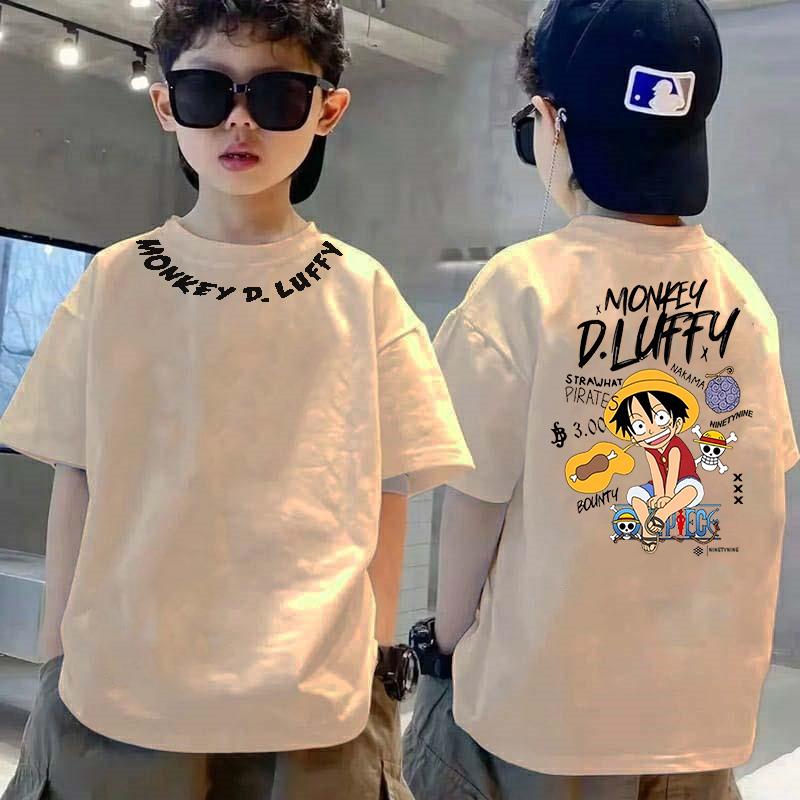 Kaos Anak Laki Laki Umur 7-16 Tahun Motif Anime One Piece D Luffy Bahan Katun 30s