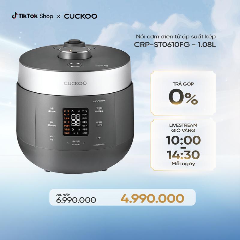 Nồi cơm điện tử áp suất kép Cuckoo 1.08L CRP-ST0610FG - Lòng nồi phủ men Xwall độc quyền - Bảng điều khiển thông minh - Nhiều chế độ nấu ăn - Sản xuất tại Hàn Quốc